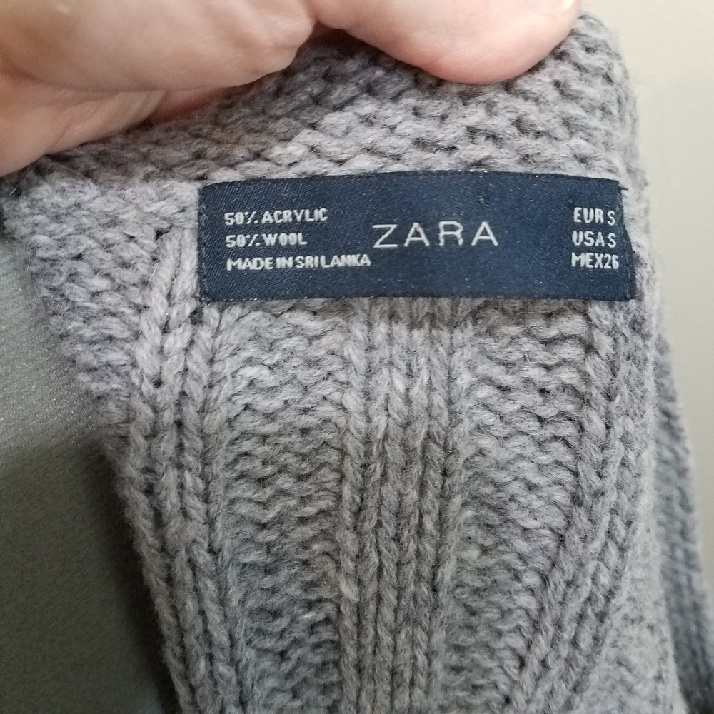 LAST CHANCE Zara gray chunky knit cottagecore wool cardigan S - Picture 7 of 7